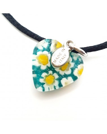 Pendentif Murano Cœur murrine bijoux  fait à la main made in Italie
