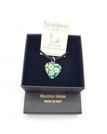 Pendentif Murano Cœur murrine bijoux  fait à la main made in Italie