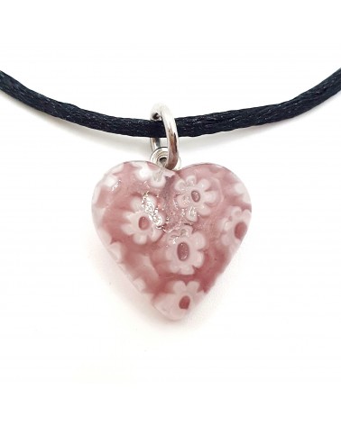 Pendentif Murano Cœur murrine bijoux  fait à la main made in Italie