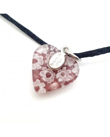 Pendentif Murano Cœur murrine bijoux  fait à la main made in Italie