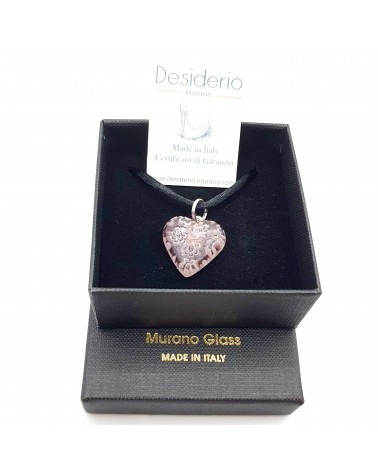 Pendentif Murano Cœur murrine bijoux  fait à la main made in Italie