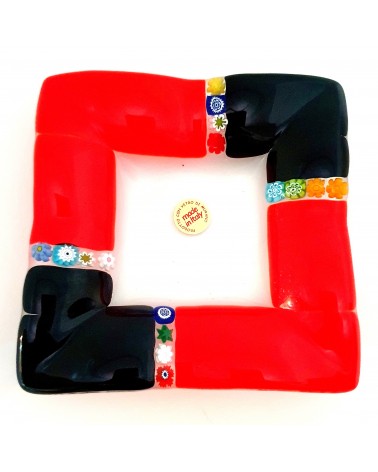Plat carré en verre de Murano objet italien