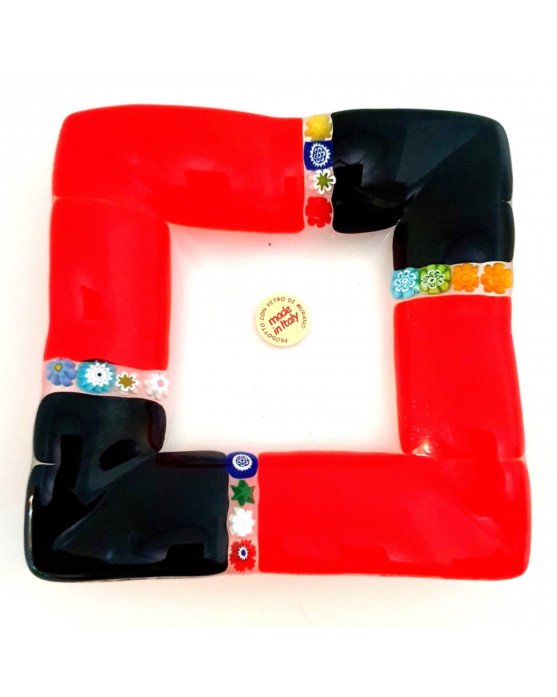 Plat carré en verre de Murano objet italien