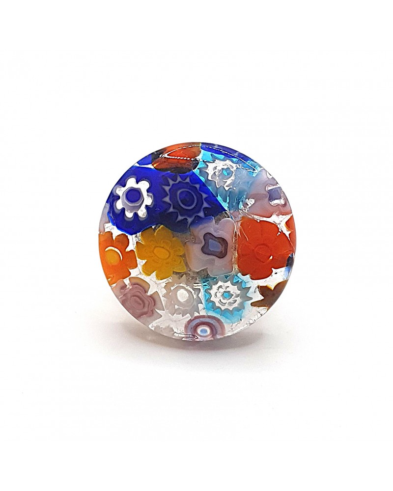 Bague ronde verre Murano murrine fleurs bijoux fantaisies