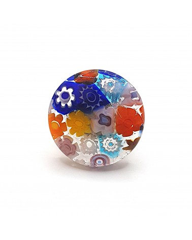 Bague ronde verre Murano murrine fleurs bijoux fantaisies