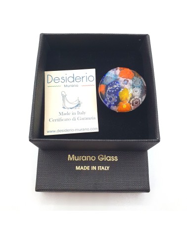 Bague ronde verre Murano murrine fleurs bijoux fantaisies