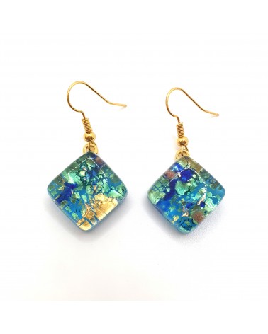 Grandes boucles d'oreilles carré en verre de Murano bijoux fantaisies fait à la main Bijoux Murano