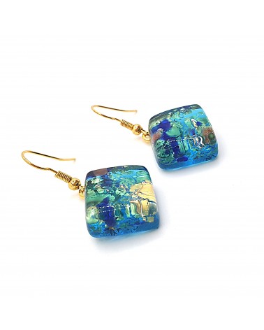 Grandes boucles d'oreilles carré en verre de Murano bijoux fantaisies fait à la main Bijoux Murano