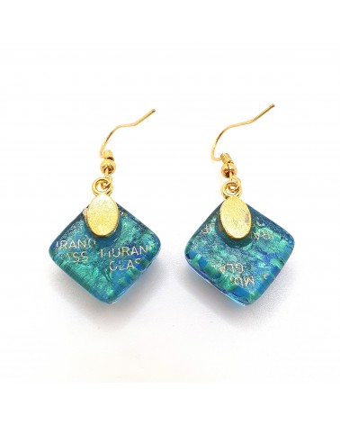 Grandes boucles d'oreilles carré en verre de Murano bijoux fantaisies fait à la main Bijoux Murano