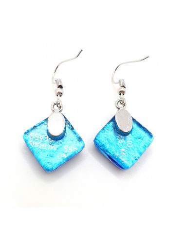 Grandes boucles d'oreilles carré en verre de Murano bijoux fantaisies fait à la main