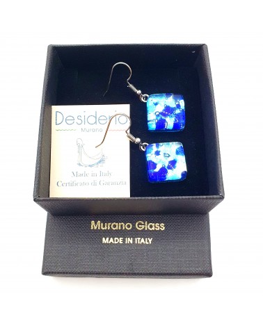 Grandes boucles d'oreilles carré en verre de Murano bijoux fantaisies fait à la main