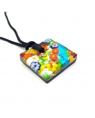 Pendentif carré en verre de Murano bijoux fantaisies artisans italiens