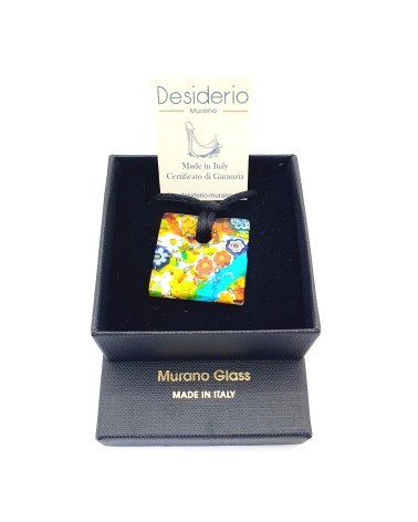 Pendentif carré en verre de Murano bijoux fantaisies artisans italiens