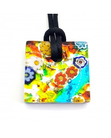 Pendentif carré en verre de Murano bijoux fantaisies artisans italiens