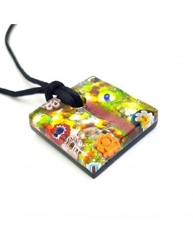 Pendentif carré en verre de Murano bijoux fantaisies artisans italiens