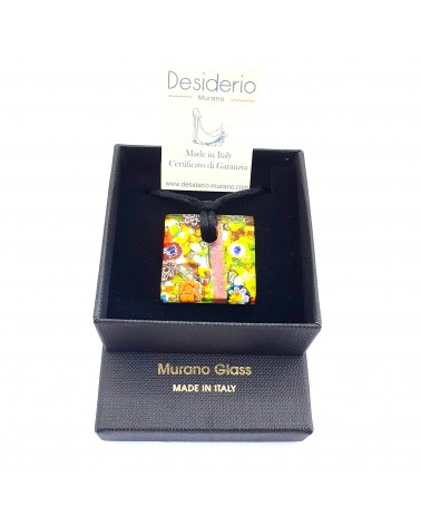Pendentif carré en verre de Murano bijoux fantaisies artisans italiens
