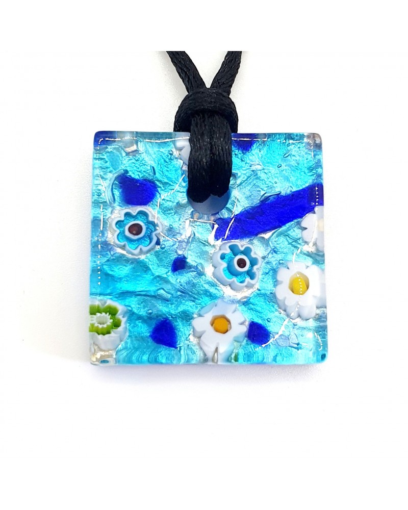 Pendentif carré en verre de Murano bijoux fantaisies artisans italiens