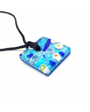 Pendentif carré en verre de Murano bijoux fantaisies artisans italiens