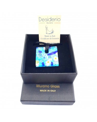 Pendentif carré en verre de Murano bijoux fantaisies artisans italiens
