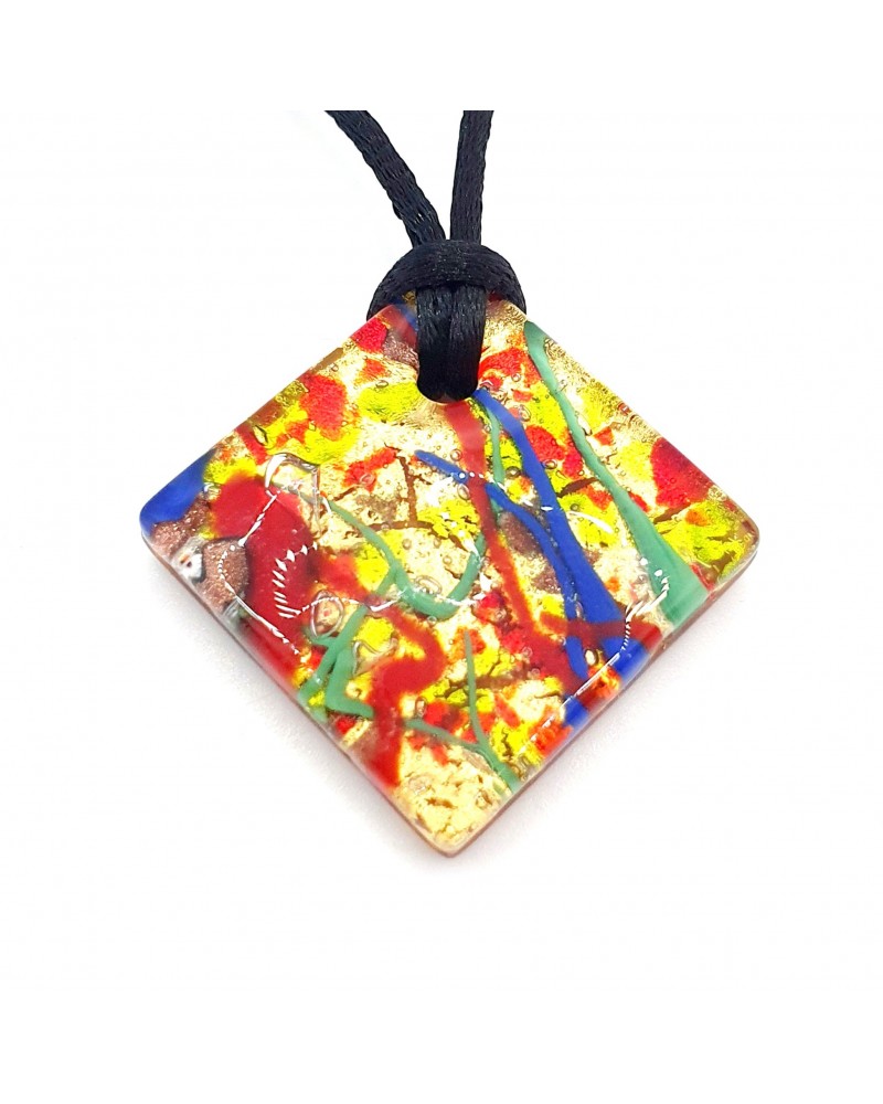 Pendentif carré en verre de Murano bijoux Murano made in Italie