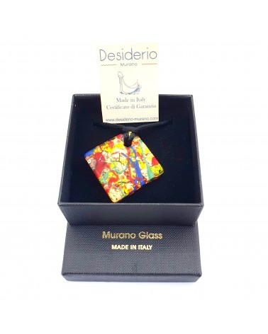 Pendentif carré en verre de Murano bijoux Murano made in Italie