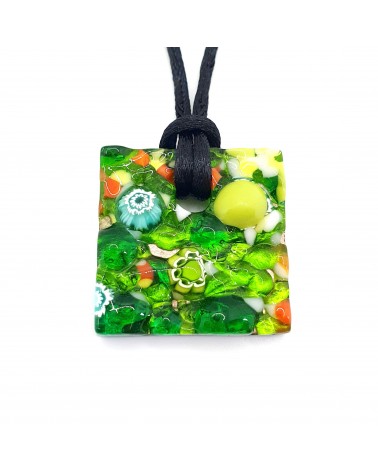 Pendentif relief carré en verre de Murano bijoux Murano
