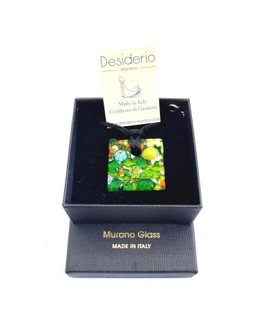 Pendentif relief carré en verre de Murano bijoux Murano