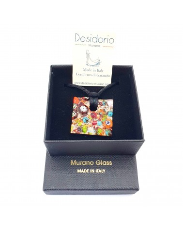 Pendentif relief carré en verre de Murano bijoux Murano
