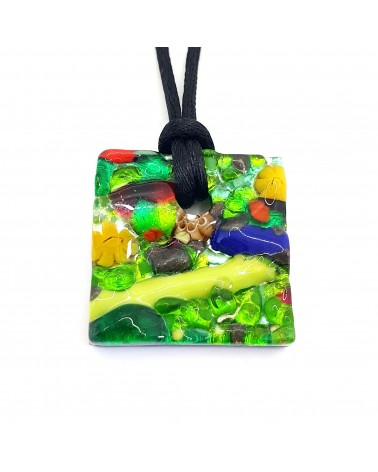 Pendentif relief carré en verre de Murano bijoux Murano