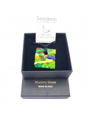 Pendentif relief carré en verre de Murano bijoux Murano