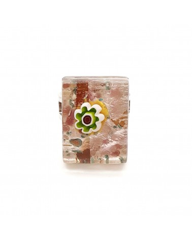 Bague rectangle en verre de Murano et murrine bijoux fantaisies artisans italiens