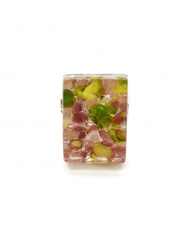 Bague rectangle en verre de Murano et murrine bijoux fantaisies artisans italiens