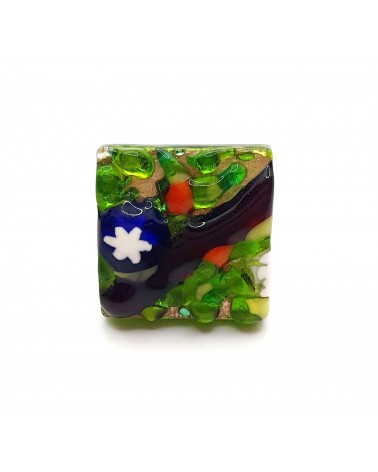 Bague relief carré en verre de Murano et murrine bijoux fantaisies artisans italiens