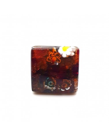 Bague carré en verre de Murano et murrine bijoux fantaisies artisans italiens