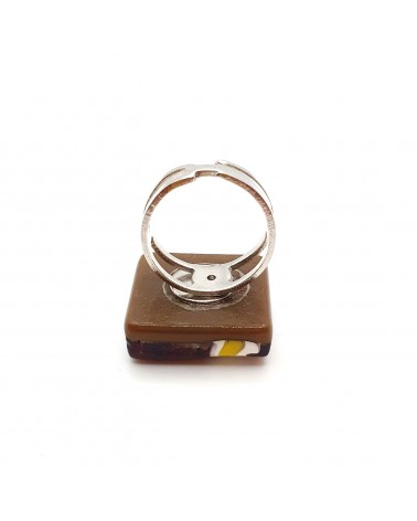 Bague carré en verre de Murano et murrine bijoux fantaisies artisans italiens