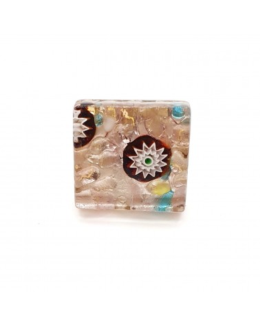 Bague carré en verre de Murano et murrine bijoux fantaisies artisans italiens