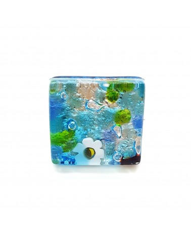 Bague carré en verre de Murano et murrine bijoux fantaisies artisans italiens