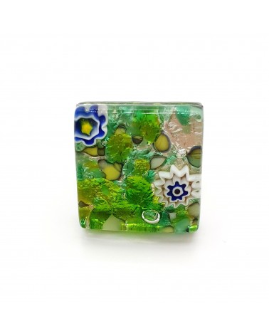 Bague carré en verre de Murano et murrine bijoux fantaisies artisans italiens