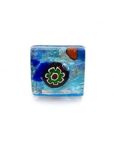 Bague carré en verre de Murano et murrine bijoux fantaisies artisans italiens