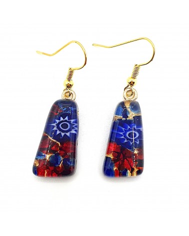 Boucles d'oreilles trapèze en verre de Murano made in Italy bijoux