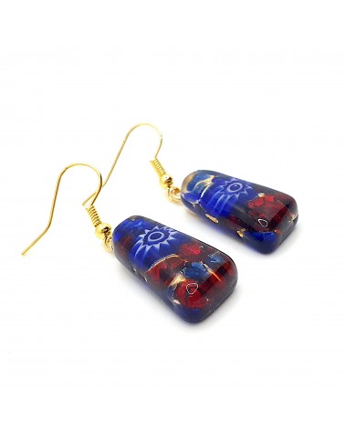 Boucles d'oreilles trapèze en verre de Murano made in Italy bijoux
