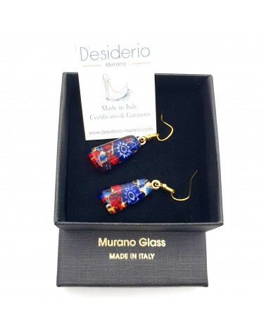 Boucles d'oreilles trapèze en verre de Murano made in Italy bijoux