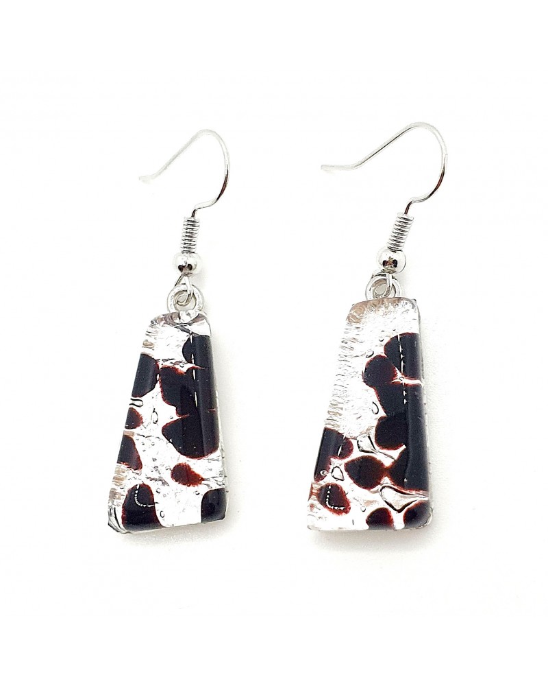 Boucles d'oreilles trapèze en verre de Murano made in Italy bijoux