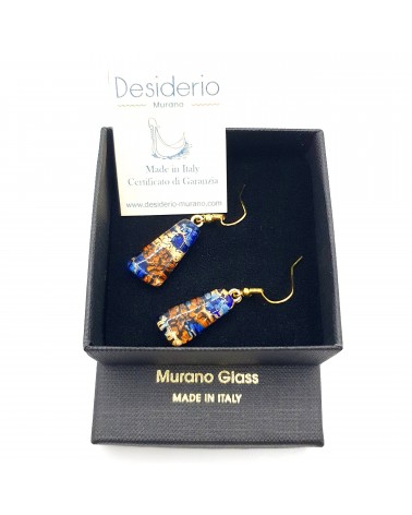 Boucles d'oreilles trapèze en verre de Murano made in Italy bijoux