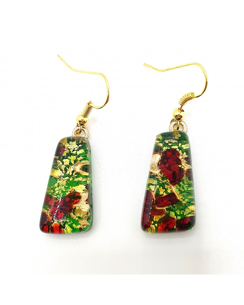 Boucles d'oreilles trapèze en verre de Murano made in Italy bijoux