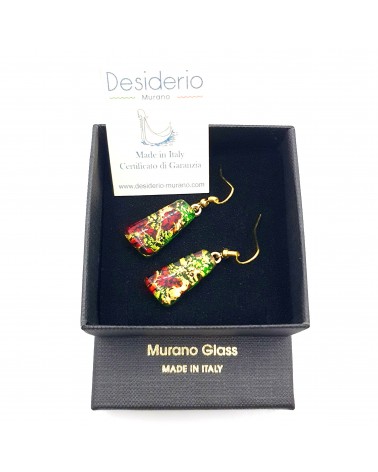 Boucles d'oreilles trapèze en verre de Murano made in Italy bijoux