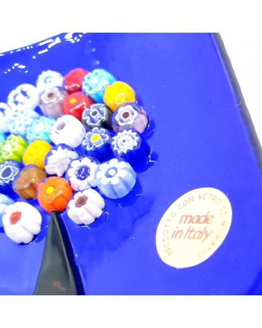 Petit plat carré en verre de Murano arbre de vie vert