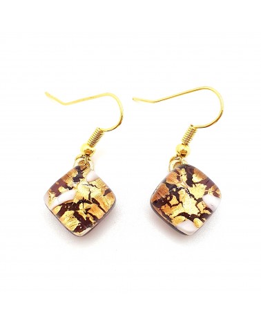 Boucles d'oreilles carré en verre de Murano bijoux fantaisies fait à la main