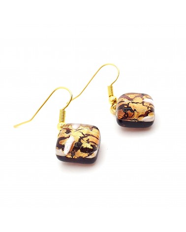 Boucles d'oreilles carré en verre de Murano bijoux fantaisies fait à la main