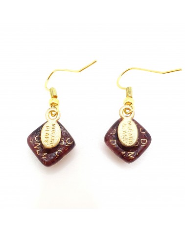 Boucles d'oreilles carré en verre de Murano bijoux fantaisies fait à la main